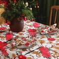 thumbnail image 3 of SASTYBALE Christmas Tablecloth Rectangle,Jacquard Fabric Christmas Table Cloth with Poinsettia Flowers, Spillproof Table Cover for Winter Holiday Dinner Decor, 3 of 7