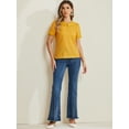 thumbnail image 3 of DARING DIVA Women's Peter Pan Collar Polka Dots Short Sleeve Tops M Yellow, 3 of 6