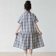 thumbnail image 6 of ATORRE Girls Mini Dress 2026 Stylish Plaid Turn-Down Collar Short Sleeve Flowy Dress Preppy Style Back-to-School Outfits Black 14-15 Years, 6 of 9