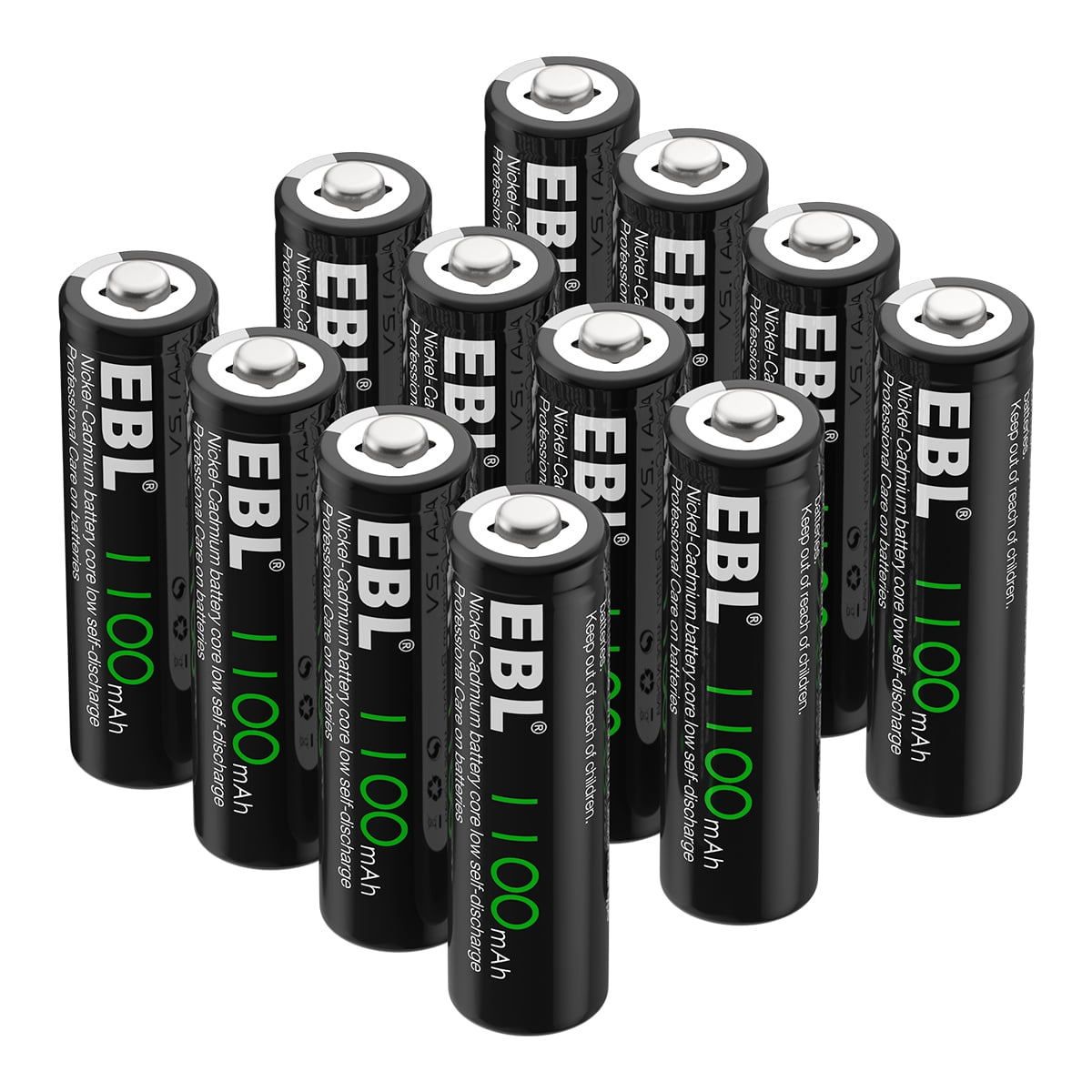 EBL Rechargeable AA Batteries (12 Pack), 1100mAh Double A Batteries + LCD  Battery Charger for Ni-CD Ni-MH AA AAA Batteries 