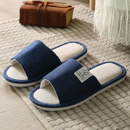 

Home Linen Slippers Indoor Non-slip Wear Couple Slippers Four Seasons Can Wear Floor Mute Lightweight Cloth Slippers Menrkoo