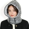 thumbnail image 5 of Women's Fleece-Lined Hooded Neck Warmer with Adjustable Drawstrings for Full Coverage and Winter Protection-Light Gray, 5 of 6