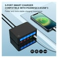 thumbnail image 3 of USB Quick Charger 40W 5-Port LED Display Quick Charge 3.0 Desktop Charger Charging Station Multi Port Travel Fast Wall Charger Hub For Smart Phones, Tablet ,Easy to Use, 3 of 7