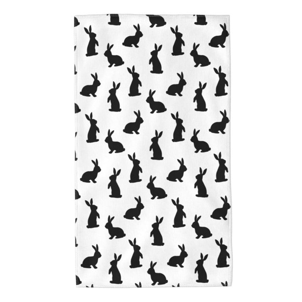 Fotbe Black Rabbit Toalla Premium con Patrón, Toalla de Microfibra de Secado Rápido, Ligera y Altamente Absorbente (27.5x16in), Ideal para Uso Diario