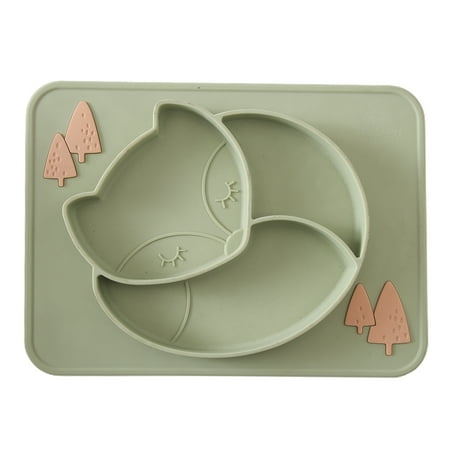 

VEAREAR Baby Feeding Dining Plate Anti-scalding Tableware Food Grade Silicone Cartoon Fox Infant Kids Supplementary Food Bowl for Dining Room