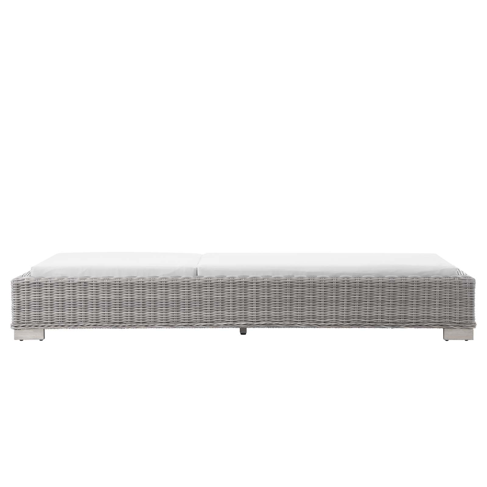 Modway Conway Outdoor Patio Wicker Rattan Chaise Lounge in Light Gray White - image 4 of 9