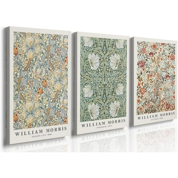 Hieng William Morris Animal Wall Art Set of 3 Fox Rabbit Owl Canvas Posters Prints Forest Wild Animal Pictures Paintings Gothic Botanical Floral Wall Decor for Bedroom Dark Academia Decor Unframed