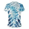 thumbnail image 4 of GaThRRgYP Women's Short Sleeve Tops for Summer Comfort,Women's New Short Sleeve Round Neck Cover Casual Pleated Tunic Top Curved Hem Printed Fashion Top Blue S, 4 of 6