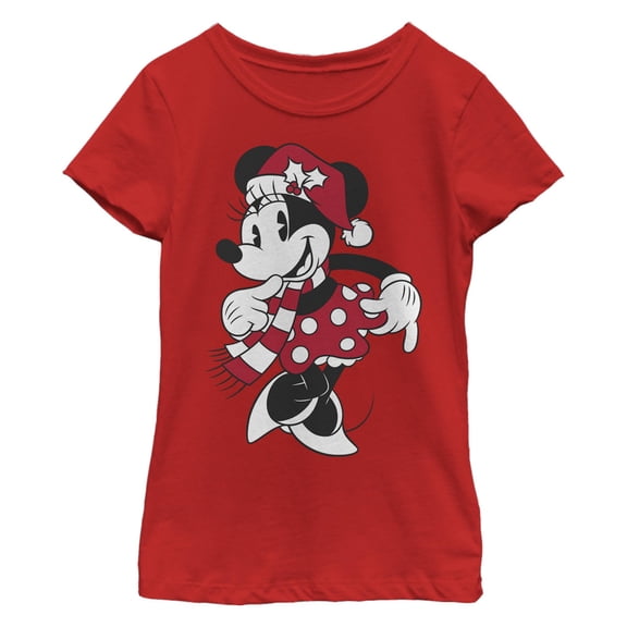 Girl's Mickey & Friends Winter Hat Minnie Graphic T-Shirt