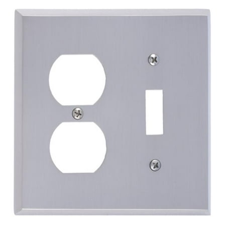 Satin Brass Double Handlebar - BRASS Accents M07-S4540-619 Quaker Switch & Outlet Double Combo Satin Nickel Switchplates