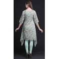 thumbnail image 3 of Bimba Green Leaves & Rose Floral Printed Asymmetrical Kurti Tops For Women Indian Summer Dress Tunic Small, 3 of 6