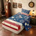 thumbnail image 2 of Manfei Vintage Firework Twin Sheets, Patriotic Star Stripes Bedding, Red White Blue, Navy Reversible 3 Pieces (1 Flat Sheet, 1 Fitted Sheet and 1 Pillowcase), 2 of 6