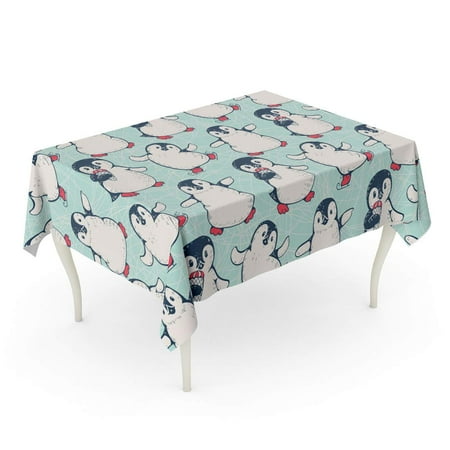 

SIDONKU Pattern Cute Penguins Winter Drawing Holiday Baby Antarctic Tablecloth Table Desk Cover Home Party Decor 60x120 inch