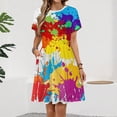 thumbnail image 2 of Splatter Color Background Women's Dress Short Sleeve Summer Sundress Summer Women Clothes, 2 of 7