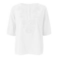 thumbnail image 3 of Clothing 2025 Womens Casual Short Sleeve Button Down Shirts Summer Plain Top Blouses with Pockets Womens Short Sleeve Button Down Shirts Official Collar Blouse Basic Simple Dress Shirt, 3 of 4