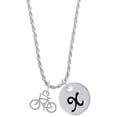 thumbnail image 1 of Delight Jewelry Silvertone Small Bicycle Silvertone Script Initial Disc - X - Charm Necklace, 20"+3", 1 of 1