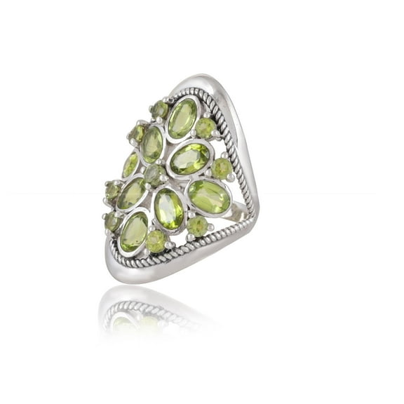 Genuine Peridot sterling silver ring, green gemstone jewelry, statement ring, mothers day gift