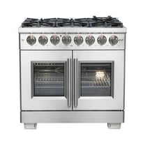 Forno Capriasca 36-Inch Freestanding French Door Dual Fuel Range, 6 Burners, True Convection Oven