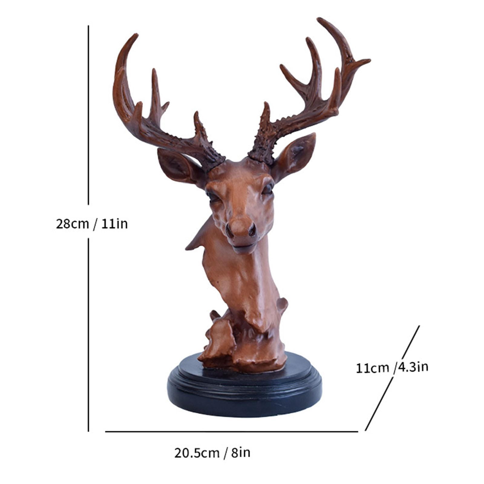 Deer Head Figurine Animal Statue Floor Lamp Shade Resin Paper Material for Living Room Study Office Decor