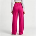thumbnail image 3 of Womens Straight Leg Sweat Pants With Pockets Wide Leg Sweatpants High Waisted Baggy Interior Drawstring Joggers Hot Pink XL, 3 of 3