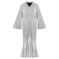 thumbnail image 5 of Hansber Men's Long Sleeve Flared Jumpsuit Disco Dance Overalls Shiny Metallic 70s Retro Outfit Club Party Wear Silver XL, 5 of 7