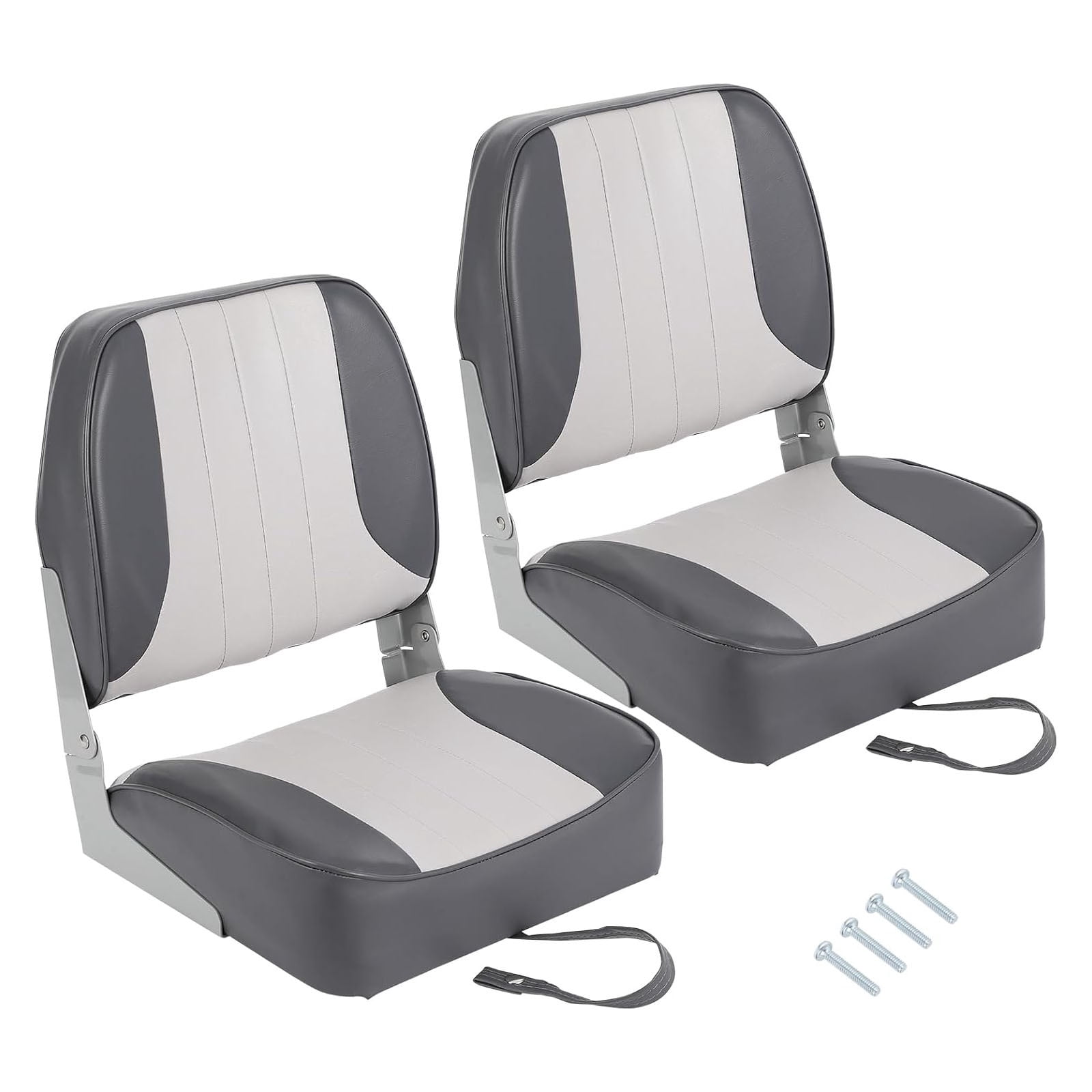 M optimized Set of 2 Premium Low Back Folding Boat Seat, Marine Seats for Fishing, Sightseeing, Speedboats, Canoes