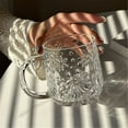thumbnail image 3 of Taza de vidrio con asa y relieve de copo de nieve, 325 ml, vasos de vidrio de colores, 3 of 7