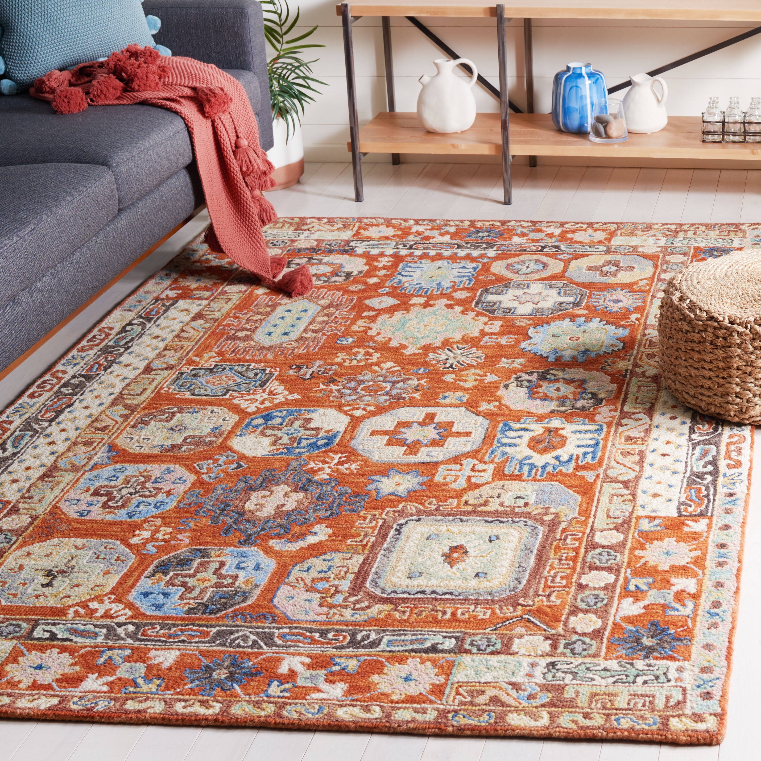 SAFAVIEH Aspen Joandra Oriental Area Rug, Rust/Ivory, 3' x 5'