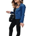 thumbnail image 2 of MesaSe Veste en Similicuir pour Femmes, Veste de Moto Ajustée, Manteau, Manches Longues, Fermeture Éclair, Veste Courte, 2 of 3