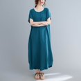thumbnail image 2 of Ashirexll Womens Summer Dresses, Flowy Dresses for Women, Summer Plus Size Round Neck Loose Casual Mid-Length Dress, 2 of 5