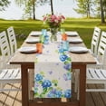 thumbnail image 4 of Table Runners 72 Inches Long Dress Scarves, Blue Hydrangea Farmhouse Kitchen/Dining Table Runner, Coffee Tablerunners, Linen Texture Butterfly Spring Floral 18x72 Inch, 4 of 9