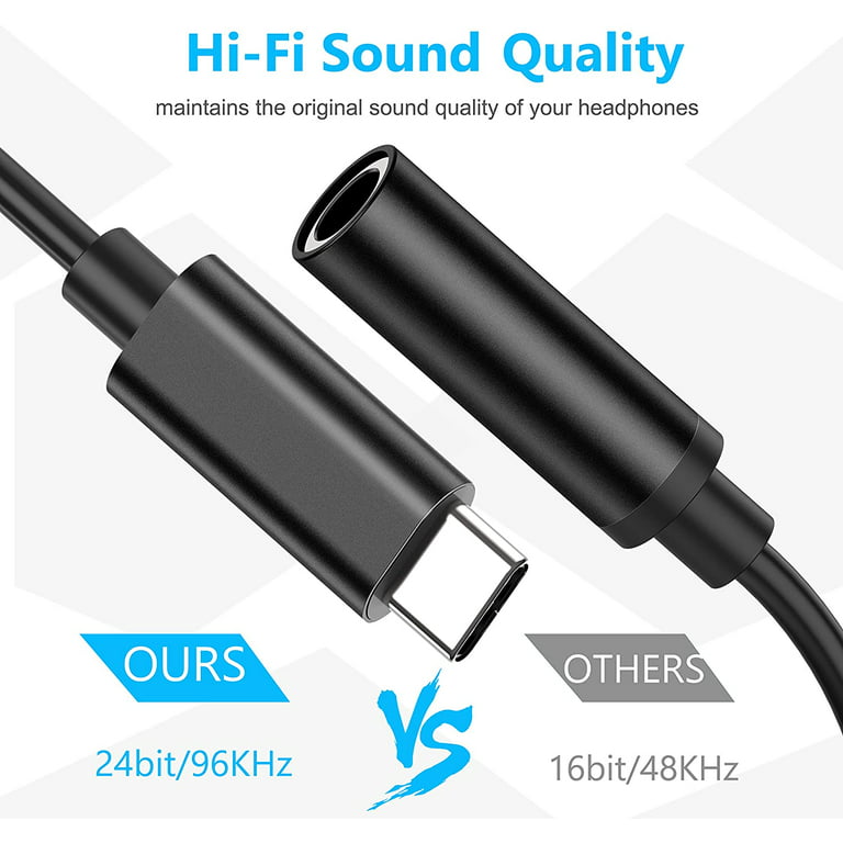 USB C to Audio Adapter - USB Type C to AUX Headphone Hi-Res DAC Cable Adapter for Pixel 4 Galaxy S20 7T More,Black - Walmart.com