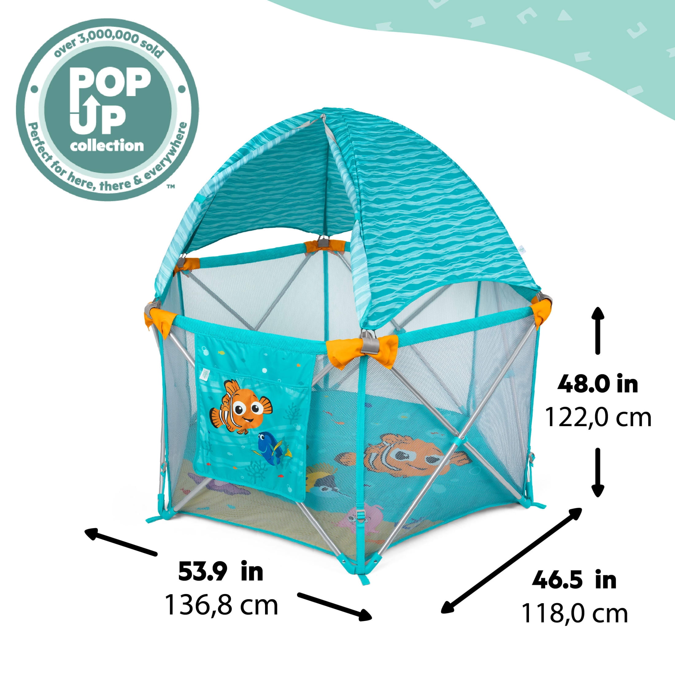 Disney Baby Finding Nemo Pop 'N Play Deluxe Portable Playard by Bright Starts, Unisex, Infant