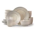 thumbnail image 1 of Elama Market Finds Ensemble de Vaisselle en Grès Rond de 16 Pcs, Blanc Gaufré, 1 of 5