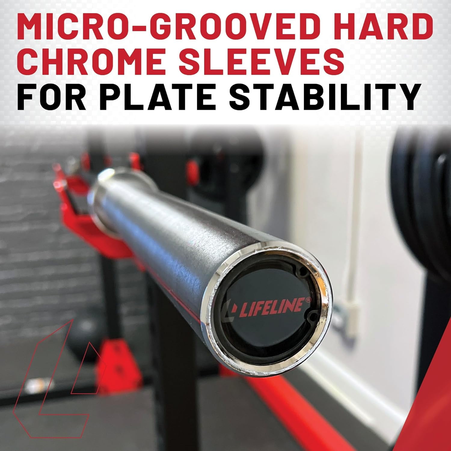 Lifeline Fitness Heat-Treated Steel Olympic Bar, 45lb Barbell With Two Spring Collars
