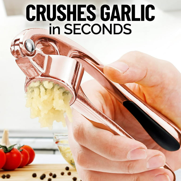 Zulay Kitchen Garlic Press with Soft Easy-Squeeze Ergonomic Handle - Duchess Rose Gold