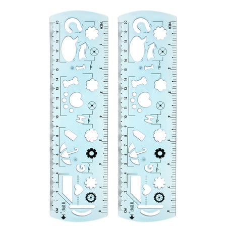 Uxcell 2pcs Unbreakable Flexible Rulers 20cm/8" Double Scale Shatterproof Folding Plastic Ruler, Light Blue