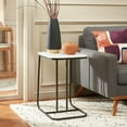 thumbnail image 2 of SAFAVIEH Yenna Modern 23" Accent End Table, White Marble/Black, 2 of 11