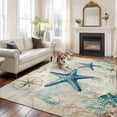 thumbnail image 3 of Teal Starfish Coastal Area Rug 6x9 Washable Rug Non Slip Vintage Summer Beach Nautical Large Area Rug Soft Stainresistant Indoor Floor Carpet for Living Room Bedroom Home Office Dining Room Nursery, 3 of 8