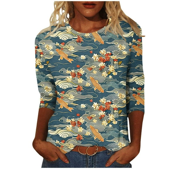 Fashion Saving LiMoi Fall Shirts for Women 2025 Womens Tops Tall 3/4 Length Sleeve Women's Tunic Tops Women's Blouses Casual Get it Fast