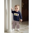 thumbnail image 5 of BemeyourBBs Boy 2-piece Outfit Long Sleeve Embroidery Sweatshirt Plaid with Pants, 5 of 9