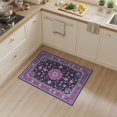 thumbnail image 2 of ODIKA 3'x5' Washable Throw Rug Purple Plum Motif Vintage Frame Pink Mauve Distressed Boho Grey for Entryway, Kitchen, Mudroom, Stain Resistant, Low Profile, Non-Slip, 2 of 7