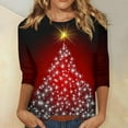 thumbnail image 4 of Women'S Petite Tops Christmas Themed Fashion 3/4 Sleeve Wear Daily Womens Tee,,2XL, 4 of 5