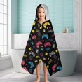 thumbnail image 6 of Blue Controllers Games Icons Black Pattern Hooded Bath Towel，60"x35" for Ages 3 To 12 Kids, Quick Dry Lightweight Soft Microfiber Hood Beach Towel Cover Up for Kids, 6 of 7