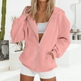 thumbnail image 2 of BDPORKAS Women's Hoodies and Sweatshirts Zip up Zipper Jacket Sweatshirt for Women Casual Long Sleeve Plain Pullover Tops Light pink, 2 of 5