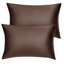 Unique Bargains 2 Pack Silky Satin Pillow Cover Cases Brown 21" x 37"