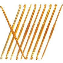 FRCOLOR Golden Aluminum Crochet Hook Set for Knitting with Smooth Tips and Ergonomic Handles 10 Pieces
