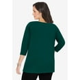 thumbnail image 2 of Jessica London Women's Plus Size Boatneck Tunic Top 3/4 Sleeve Shirt  Loose Fit, 2 of 5