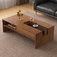 thumbnail image 4 of gaoyangjiaju Mid-Century Modern 51.18" Coffee Table with LED Light & Storage, Versatile Living Room Table for Home Decor & Organizing, Stylish Center Table for Living Room, Walnut, 4 of 6