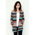 thumbnail image 3 of Pink & Mint Stripe Cardigan with Elbow Patch, 3 of 5